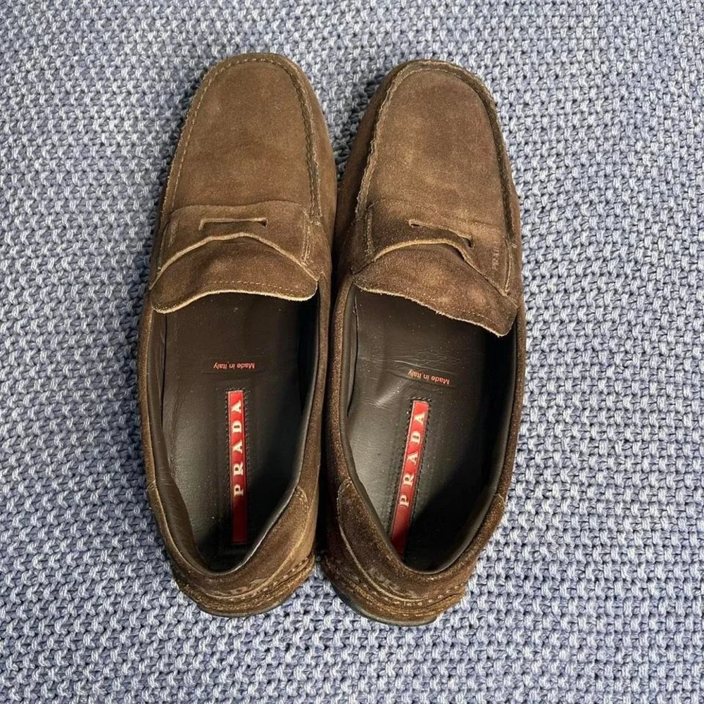 Prada‎ brown suede loafers. Size 9.5